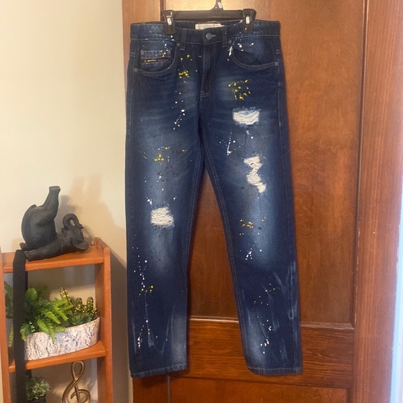 New akdmks jeanius paint splattered distressed jeans 😍😍😍 - Picture 1 of 9